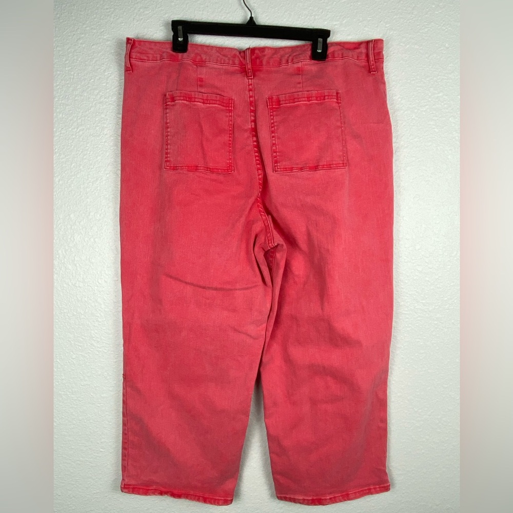 LOGO by Lori Goldstein Sunfaded Wide Leg Jeans in the color Teaberry 18W - Picture 3 of 12